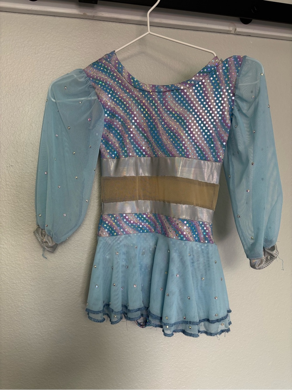 Light Blue Sparkle Kids Costume Dress with Iridescent Accents